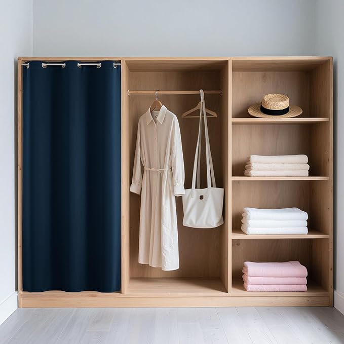 Joydeco Blackout Door Curtain for Doorway Privacy 72 Inches Long, Grommet Closet Curtain for Open Closet, Room Divider for Bedroom Living Room (Navy Blue, 52Wx72L, 1 Panel)