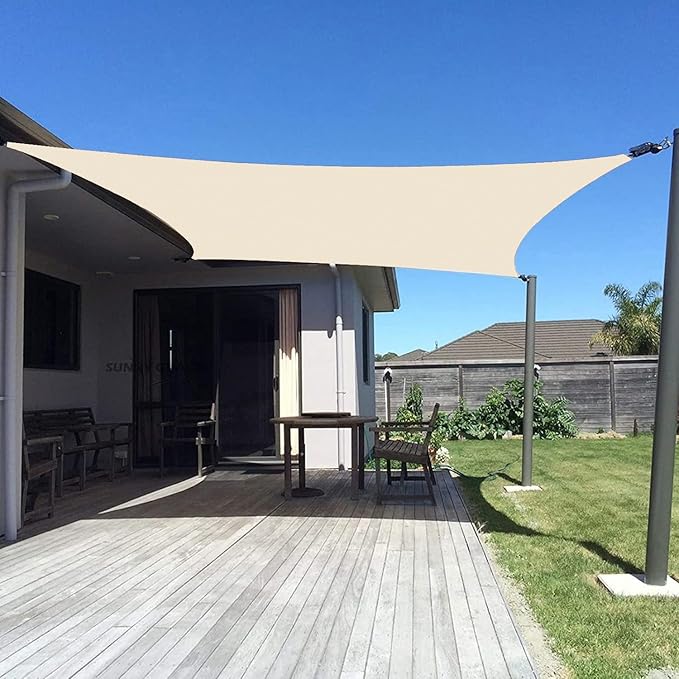 SUNNY GUARD Sun Shade Sail 20' x 23' Rectangle Butter Cream UV Block Sunshade for Backyard Yard Deck Patio Garden Outdoor Activities and Facility(We Make Custom Size)