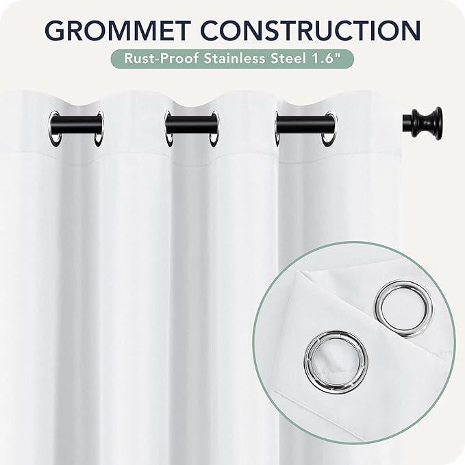 Outdoor Curtains for Patio Waterproof 6 Panels - Windproof, Privacy, Weatherproof Outside Drapes for Gazebo Pergola Porch, Grommet Top and Tab Bottom, 54x108 Inch, White