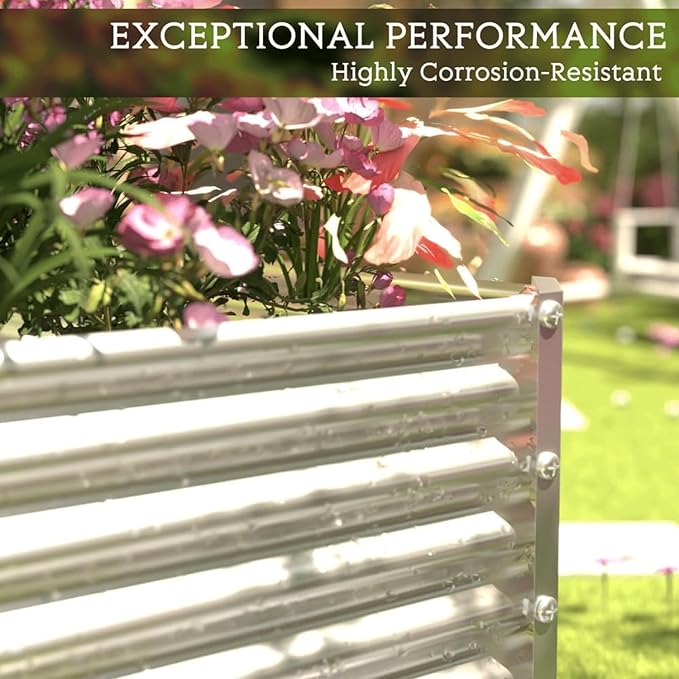 2 Pack Tall Corrugated Galvanized Steel Raised Garden Bed Outdoor, Metal Above Ground Garden Bed for Vegetables and Flowers, Rectangle Raised Beds for Gardening-4x2FT
