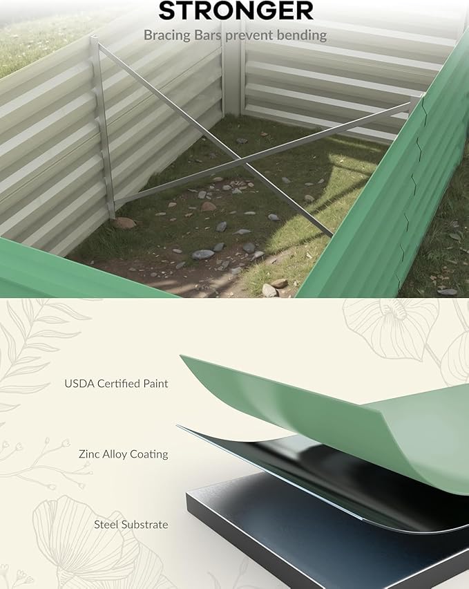 GarveeLife 2pcs 6x3x2 ft Galvanized Raised Garden Bed, 24" Tall Metal Planter Box for Flowers Vegetables, Rust-Resistant Raised Garden Beds for Gardening, Easy Assembly Outdoor Garden Box & Planters