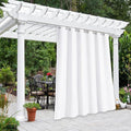 NICETOWN Outdoor Curtain for Patio Waterproof Extra Wide 84 inch, Sun Blocking Vertical Blinds Thermal Insulated Stainless Grommet for Front Porch/Gazebo/Lanai, Pure White, 1 Piece, 84 inch L