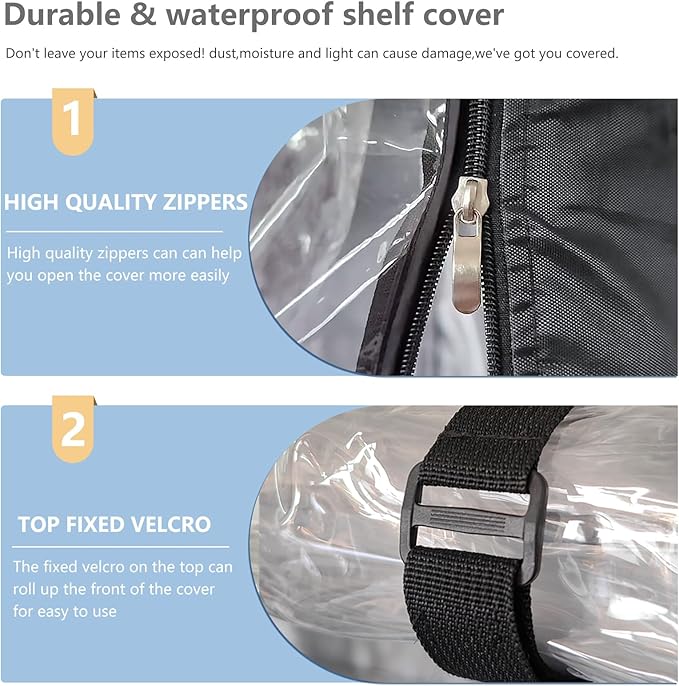 Waterproof Shelf Cover,Outdoor 600D Heavy Duty Dustproof Storage Shelves Cover,24''x18''x72'' Shelf Covers for Wire Shelving with Zippers,Storage Rack Covers with Clear Front
