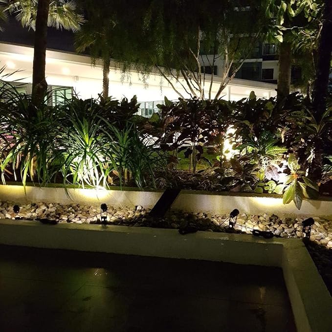 4-Spotlight Mini 50X Solar-Powered LED Spotlight (Cool White LED), Black Finish, Outdoor Garden Yard Landscape Downlight