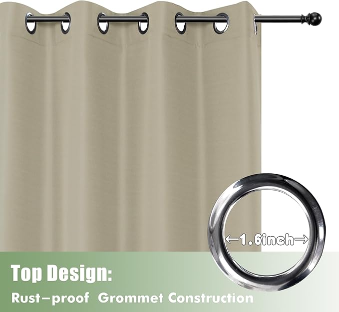 HolidayIdeas Outdoor Curtains for Patio Waterproof, 6 Panels - 54x84 Inches - Weatherproof Privacy Outsides Curtains for Cabana Porch Pergola, Sunlight & UV Blocking (Taupe, Grommet Top)