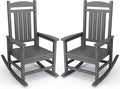 KINGYES HDPE Patio Rocking Chair Set of 2, Outdoor Rocking Chairs Porch Rocker for Adults, Grey