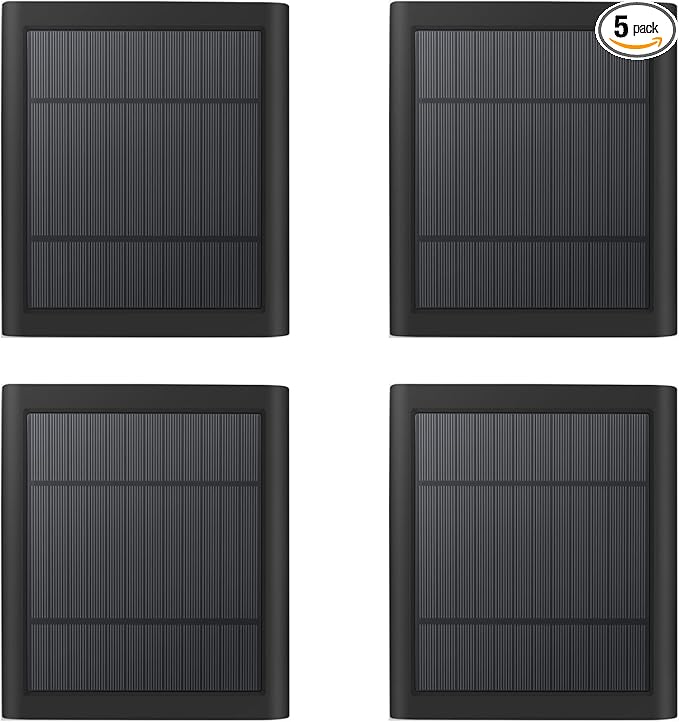 USB-C to Ring Barrel Plug 4Pack 4W Solar Charger for Ringing Spotlight & Stick Up Outdoor Cam, Black, High Efficiency, 10FT/3M Long Cable with IP65 dustproof and Waterproof