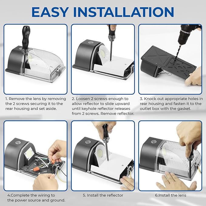 CINOTON 26W LED Wall Pack Light with Dusk to Dawn Sensor, 3000LM [100-277Vac] LED Wall Lights IP65 Waterproof Outdoor Security Flood Lighting for Garage Warehouse Garden 5000K-Daylight 1 Pack