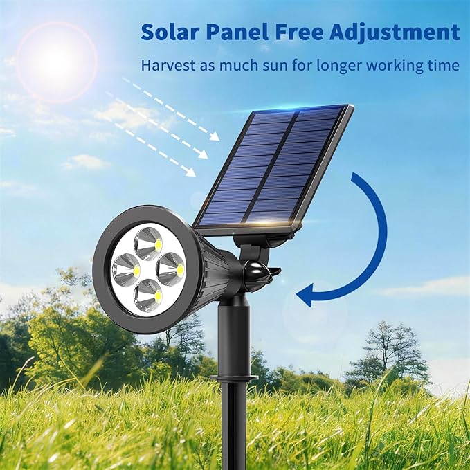 Solar Lights Outdoor Waterproof IP65,6500K Super Bright LED,2 Lighting Modes, Solar Powered Yard Garden Solar Spot Lights for Flag Landscape Auto On/Off-6 Pack