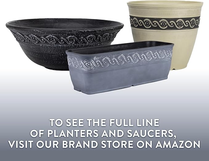Classic Home and Garden Corinthian Trough Planter, 10", Ivory Ash