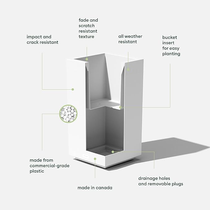 Veradek Block Series Pedestal Planter - Tall Planter for Indoor or Outdoor Front Porch | All-Weather Use with Removable Insert Bucket | Modern Décor for Flowers, Tall Trees, Faux Plants