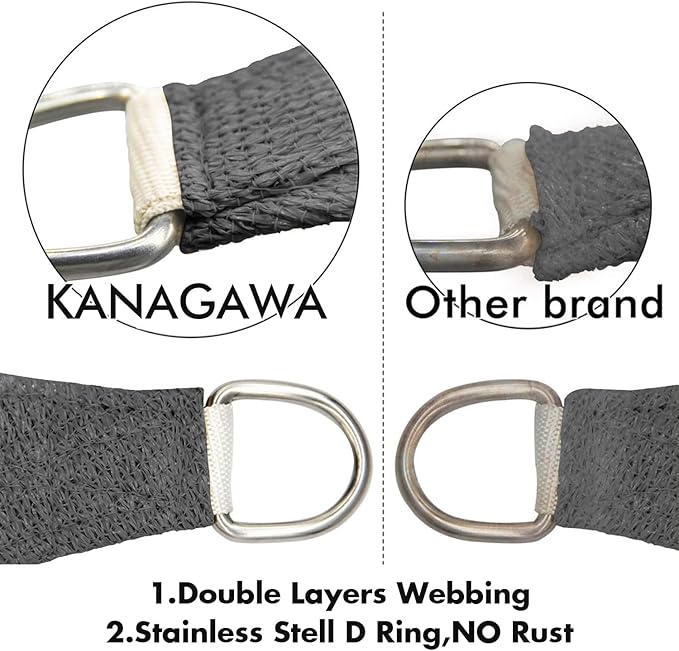 KANAGAWA 21'X24' Dark Gray Custom Size Sun Shade Sail Rectangle UV Block Canopy Cover for Patio Backyard Lawn Garden Outdoor (Customized Available)