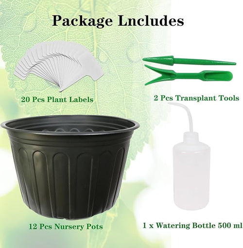 12-Pack 5 Gallon Flexible Plastic Plant Pots,Thickened Soft Seed Starting Container for Indoor Outdoor Plants, Seedlings, Vegetables, Succulents and Cuttings
