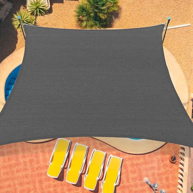 16'x20' Sun Shade Sail Curved Commercial Outdoor Shade Cover Dark Grey Rectangle Heavy Duty Permeable 185GSM UV Block Sunshade for Backyard Yard Deck Patio Garden Outdoor Activities and Facility