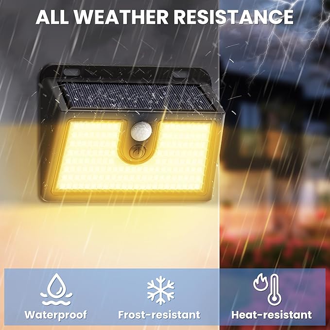 [6 Packs] Solar Motion Sensor Outdoor Lights, Super Bright Solar Lights Outdoor Waterproof, 3 Lighting Modes Security Wall Light for Outside Walking Dog Fence Backyard Deck Garden Door Step Garage
