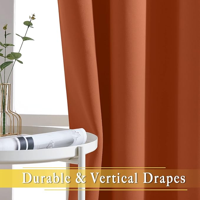 NICETOWN Blackout Patio Curtains 100 x 144 Inches Long for Sliding Door Extral Wide Blackout Curtain Panels Thermal Insulated Room Divider - Grommet Top, 100" W x 144" L, 1 Panel, Burnt Orange