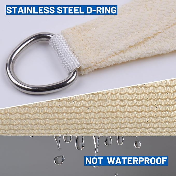 SUNLAX Sun Shade Sail 6' x 6' Butter Cream Rectangle Canopy Sail Shade Cover UV Block Permeable Sunshade Outdoor for Patio Backyard Deck Pergola (We Make Custom Size)