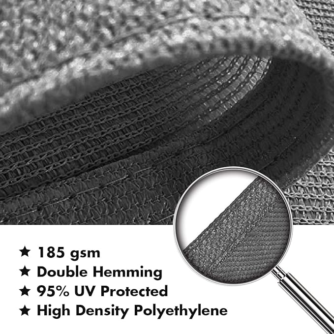 KANAGAWA 20'X20' Dark Gray Custom Size Sun Shade Sail Square UV Block Canopy Cover for Patio Backyard Lawn Garden Outdoor (Customized Available)