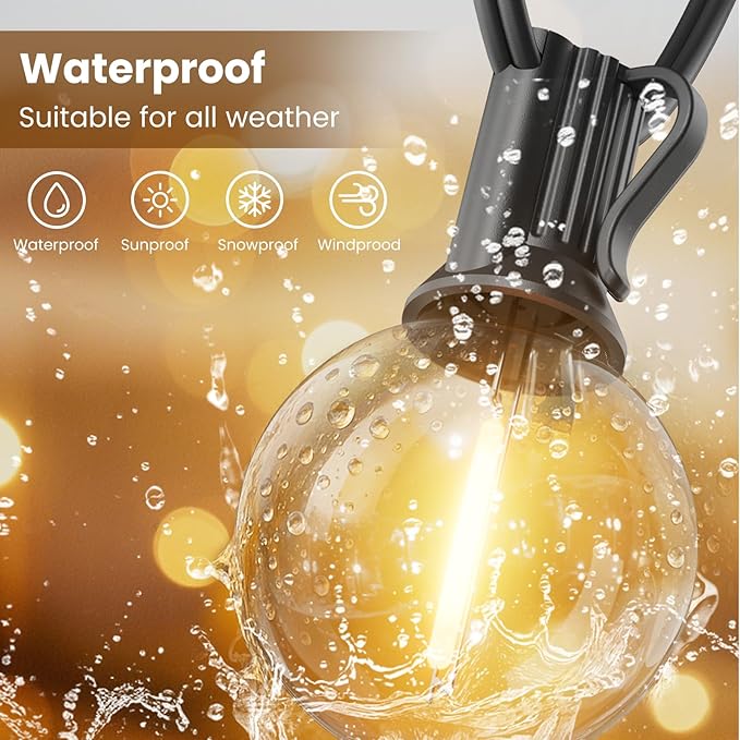 RTTY Dense-Glow 150FT Outdoor String Lights Pro Set with 75 G40 Bulbs - The Starter System for House Outline Lighting, Full Pergola or Pool Coverage, and Restaurant to Hotel Terrace Ambiance