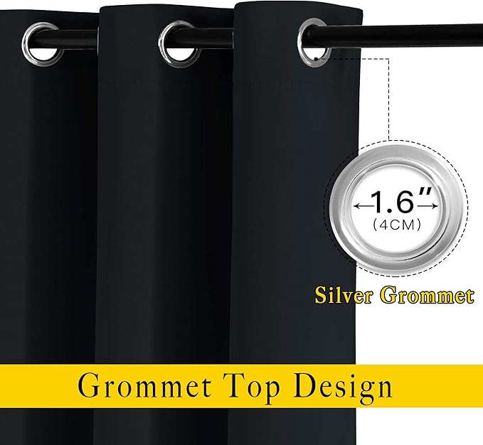 NICETOWN Black Out Dooway Curtain 80 inches Long, Grommet Thermal Insulated Window Treatment Light & Sound Blocking Drapes for Living Room/Hallway, W52 x L80, 1 Panel