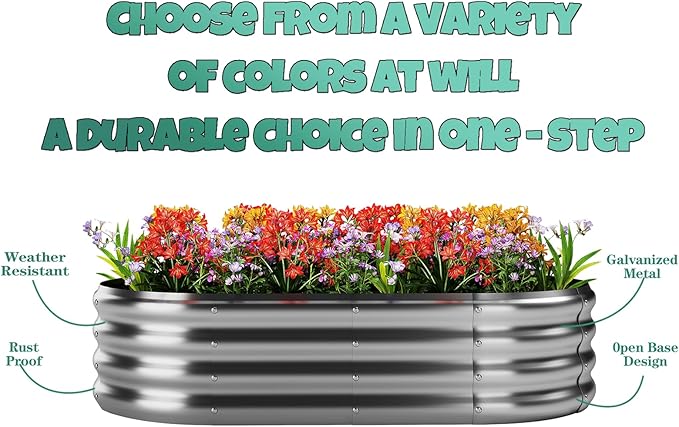 Galvanized Metal Planter Round Raised Garden Bed Kit for Gardening Outdoor Galvanized Planter Outdoor 1PC Gray 6X3X2FT