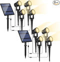 Solar Spotlights Outdoor Waterproof, Warm White Landscape Spotlights, Decorative Solar Spot Lighting for Garden, Yard, Pathway, Lawn, Poolside, Party, 4-in-1 Mounted (Warm White, 2 Pack)