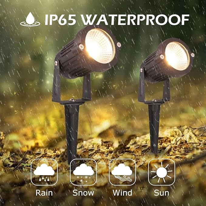 Low Voltage Landscape Lights Outdoor: 7W 700LM LED Landscape Lighting with Connectors for Tree Garden Yard Pathway | 12V 24V Warm White 2700K Spotlights | IP65 Waterproof | 6 Pack