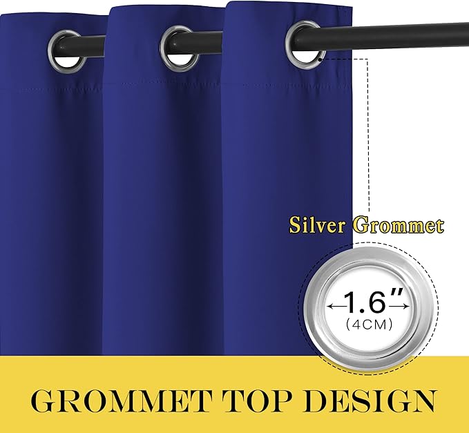 NICETOWN Blackout Room Divider Curtains for Sliding Glass Doors 102 Inches Long 1 Panel, Extra Wide Sliding Door Curtains for Doorway Patio Bedroom Living Room (Navy Blue, 80Wx102L, 1 Panel)