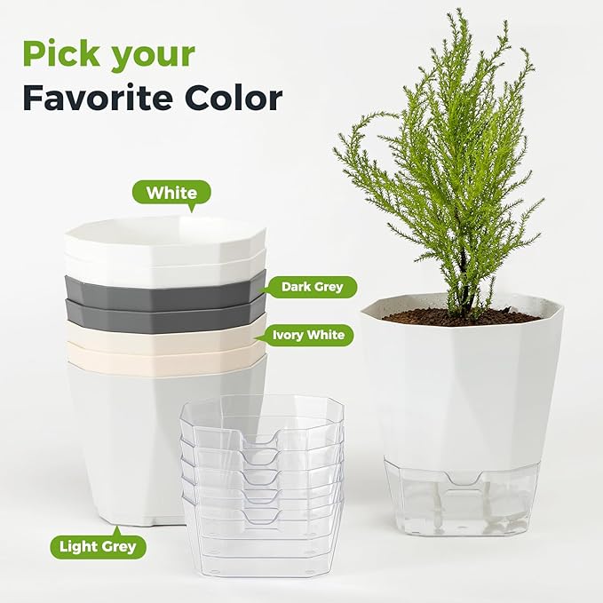 12 Pack Self Watering Pots for Indoor Plants, 5 Inches Self Watering Planters Small African Violet Self Watering Clear Pots for Plants Herb Orchid Flower Houseplant Pots, White