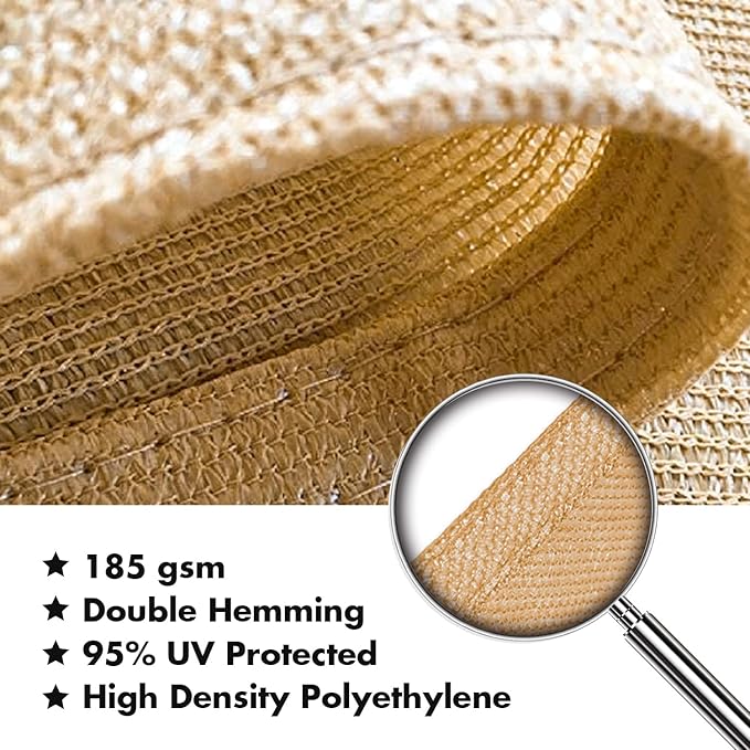 KANAGAWA 6'X10' Sand Custom Size Sun Shade Sail Rectangle UV Block Canopy Cover for Patio Backyard Lawn Garden Outdoor (Customized Available)