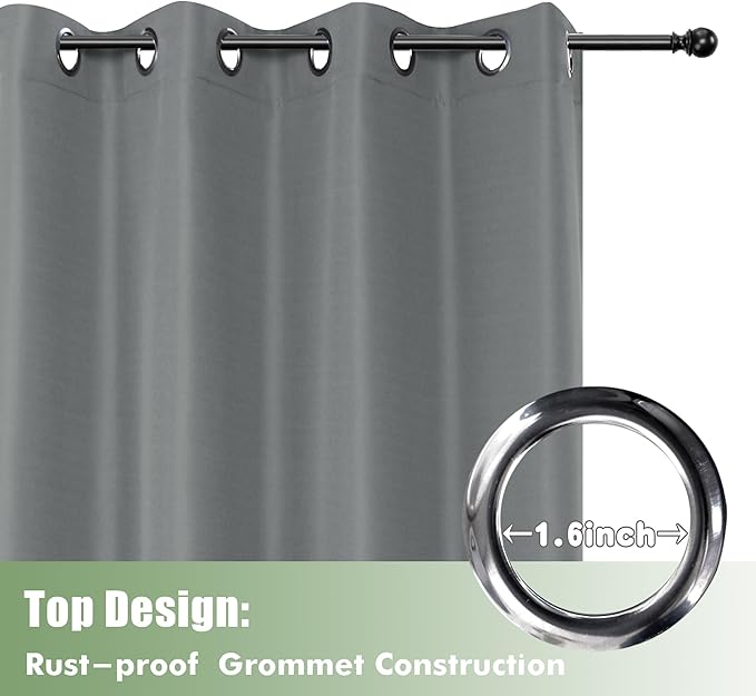HolidayIdeas Waterproof Outdoor Curtains for Patio, 6 Panels - 54x108 Inches - Weatherproof Privacy Outsides Curtains for Backyard Porch Gazebo, Sunlight & UV Blocking (Grey, Grommet Top)