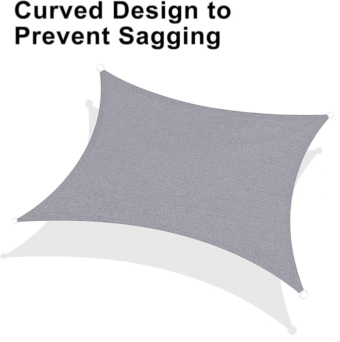 LOVE STORY Custom Size 9'x12' Silver Grey Sun Shade Sail Rectangle UV Block Canopy Patio Sail Sunshades Fabric for Outdoor Garden Carport (We Make Custom Size)