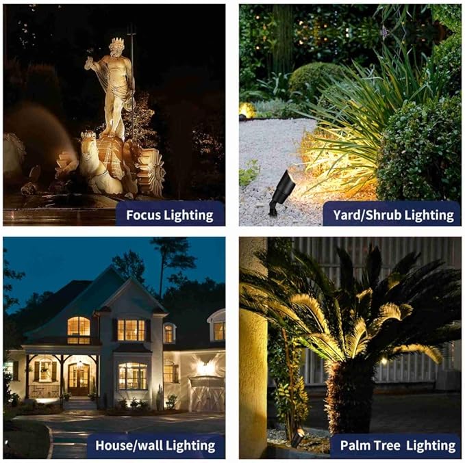 Gardenreet Black Brass Low Voltage Landscape Spotlights(8-Pack) Kit 12V LED with 150W Low Voltage Transformer & Mechanical Timer & 100FT Wire & 40Pack Connectors for Outdoor House Garden Patio