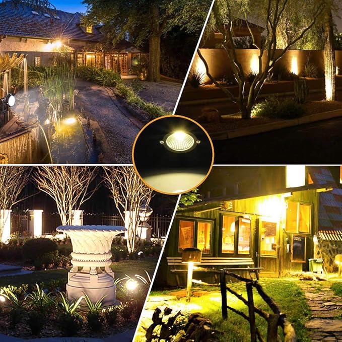 Romwish 120V Landscape Spotlights, Outdoor Landscape Lighting for Yard, 3000K Warm White Landscaping Lights with Stake, 5W IP65 Waterproof Flag Spotlight for House Garden Lawn Decorative (6 Pack)
