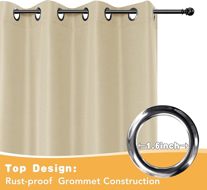 HolidayIdeas Outdoor Curtains for Patio Waterproof, 2 Panels - 84 x 84 Inch - Privacy Protection & Light Filtering Curtains Grommet Outside Curtains for Porch, Gazebo, Pergola, Backyard (Cream)