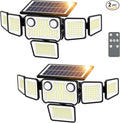 6000LM Solar Lights Outdoor Waterproof, 6 Heads Solar Flood Lights Outdoor with 2 Motion Sensor, 310 LED Motion Light with Remote Control for Yard Outside House Patio 2 Pack