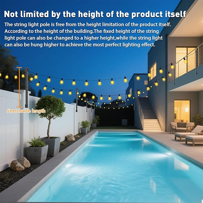 AILBTON 6 Pack 2.8Ft String Light Poles,Light Poles for Outside String Lights,Outdoor Light Poles with Fence Bracket,Metal Pole Stand for Patio,Backyard,Deck