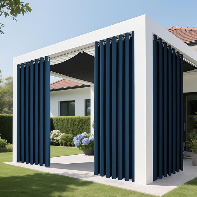 Joydeco Blackout Patio Sliding Door Curtains 96 Inches Long, Grommet Privacy Room Divider Curtains, Extra Wide Thermal Blackout Drapes for Bedroom Living Room (Navy Blue, 70Wx96L, 1 Panel)