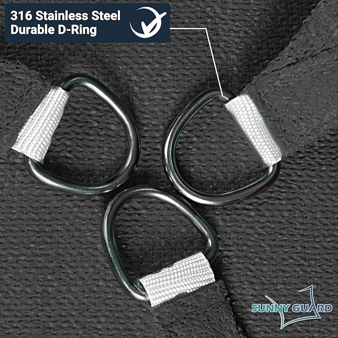 SUNNY GUARD Custom Size 8'x9' Graphite Grey Sun Shade Sail Rectangle UV Block Shade for Backyard Yard Patio Deck Garden(Customized)