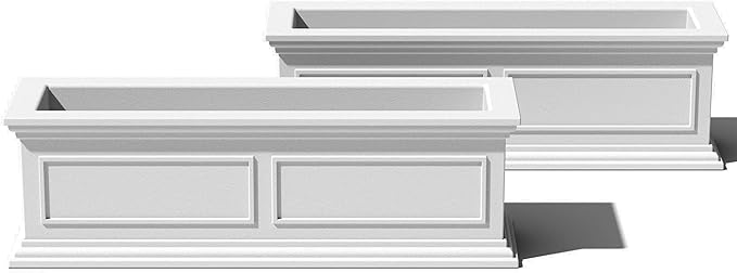 Veradek Brixton Window Box Plastic Planter - Large Rectangular Planter for Outdoor Balcony/Windowsill | Crack-Resistant All-Weather | Classic Estate Design for Flowers, Herbs, Succulents