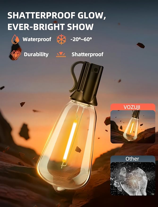 Outdoor Patio String Lights: 50Ft 15M Outside Waterproof Light - Remote Dimmable ST38 Shatterproof Bulb Connectable Hanging Outdoor Electric Lighting - Backyard Yard Gazebo Porch Party