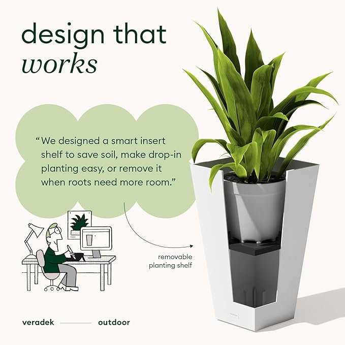 Veradek V-Resin Indoor/Outdoor Taper Planter (30 inch, White)