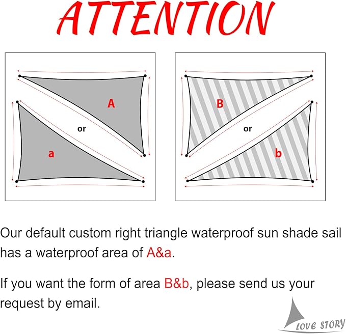 LOVE STORY Right Triangle 7'x14'x15.7' Waterproof Sun Shade Sail Canopy UV Block for Outdoor Patio Backyard Carport,Fruit Green(We Make Custom Size)