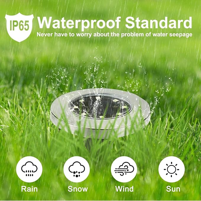 Solar Ground Light, Waterproof Solar Garden Lights, Upgraded Outdoor Garden Waterproof Bright in-Ground Light, Landscape Lights for Pathway,Yard,Deck,Lawn,Patio,Walkway