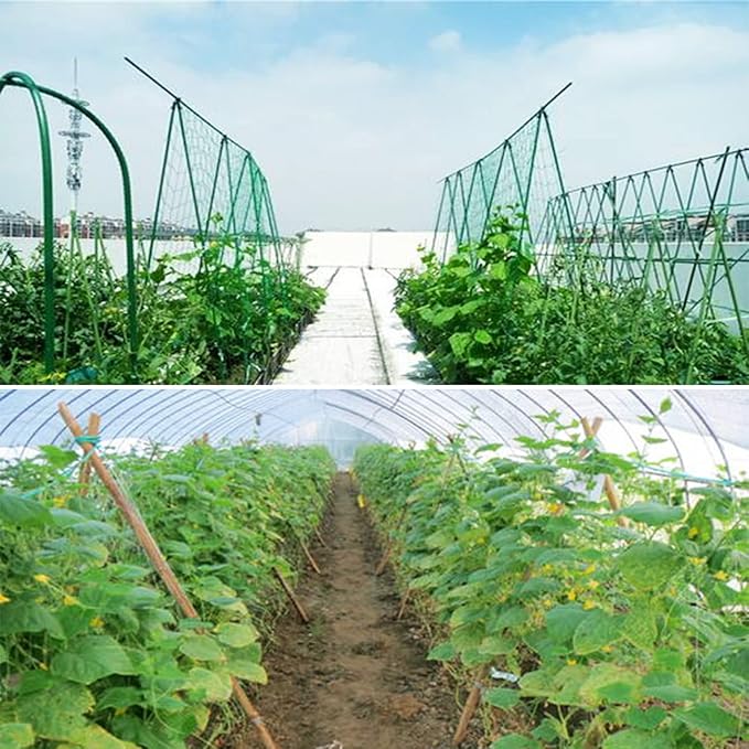 Green Polypropylene Garden Trellis Netting 6.5x100 ft, Heavy Duty Plant Support Net for Climbing Vegetables, Fruits & Flowers