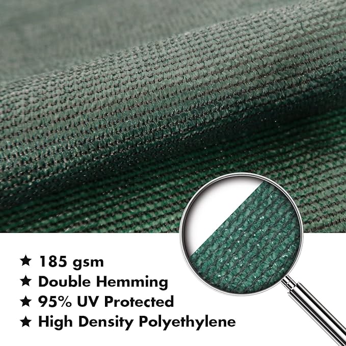 KANAGAWA 12'X20' Dark Green Custom Size Sun Shade Sail Rectangle UV Block Canopy Cover for Patio Backyard Lawn Garden Outdoor (Customized Available)