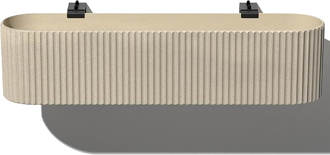 Veradek Demi Series Railing Planter - Hanging Planter Box for Windowsill/Balcony | Plastic-Stone Composite w/Railing Bracket | Modern Décor for Flowers