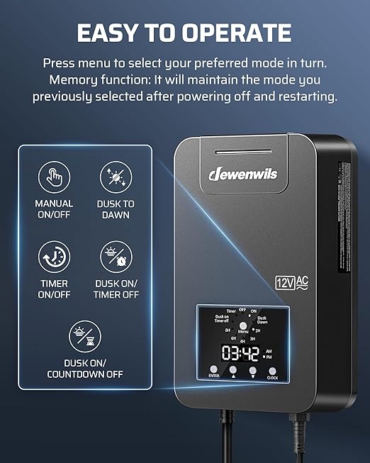 DEWENWILS 300W Low Voltage Landscape Transformer,120V AC to 12V/14V AC Low Voltage Transformer, Weatherproof Outdoor Landscape Lighting Transformer for Garden Lights, Spotlights, Steplights