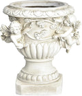 Sungmor Garden Cherub Urn Planter, Lovely Resin Angel Statue Flower Pots, Vintage European Style Planter, Rustic White Whimsy Fairy Decorative Plant Pot, Beautiful Pot for Indoor Outdoor Flowers