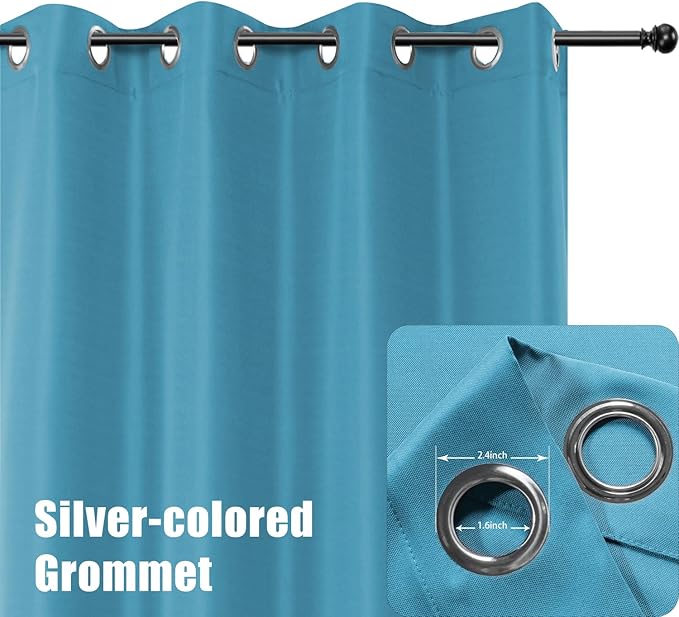 BONZER Outdoor Curtains for Patio Waterproof Thick Privacy Wide Grommet Light Filtering Outside Curtains for Porch Pergola Gazebo Deck, 1 Panel, 110W x 108L inch, Teal